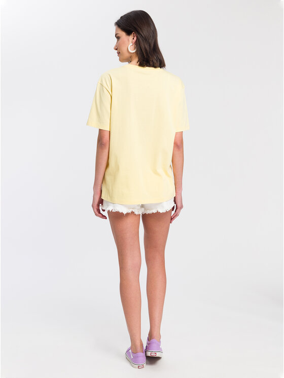 Cross Jeans Cross Jeans T-Shirt 55919-011 Żółty Oversize
