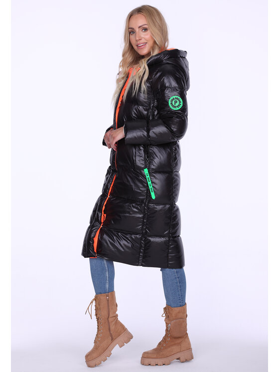 Perso Perso Zimní kabát puchowy z szelkami Černá Regular Fit