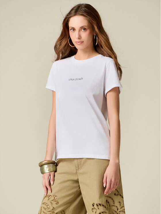 Oltre Oltre T-Shirt G04EJ004820N011 Biały Regular Fit