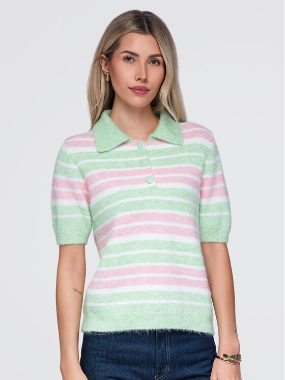 Ombre Ombre Sweter OW-SW-E0031 Zielony Relaxed Fit