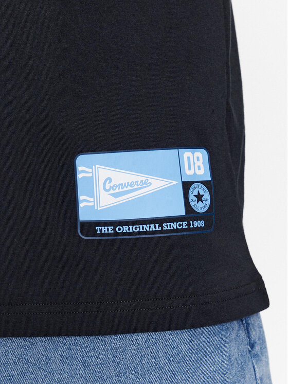 Converse Converse Marškinėliai Chuck Retro Ct Collegiate Ss Tee 10025293-A01 Juoda Regular Fit