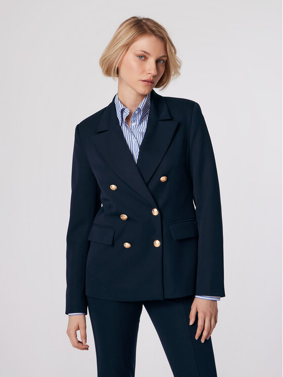 Simple Suknjič MKD500-01 Mornarsko modra Slim Fit