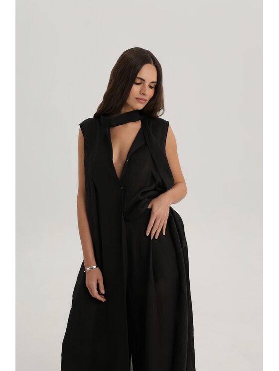 Deni Cler Milano Deni Cler Milano Sukienka letnia W-DC-3016-F2-C9-90-1 Czarny Loose Fit