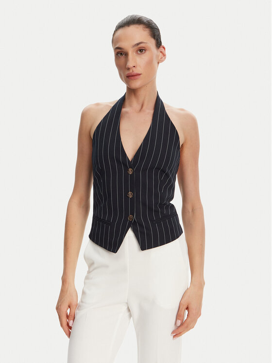Fracomina Fracomina Prsluk FR25SJ5002W761D4 Tamnoplava Slim Fit