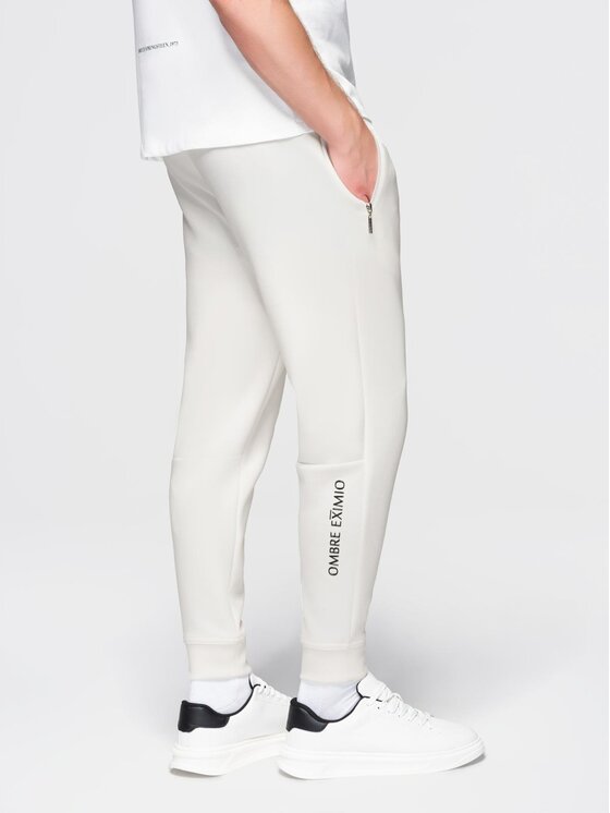 Ombre Ombre Spodnie dresowe OM-PASK-0223 Biały Regular Fit