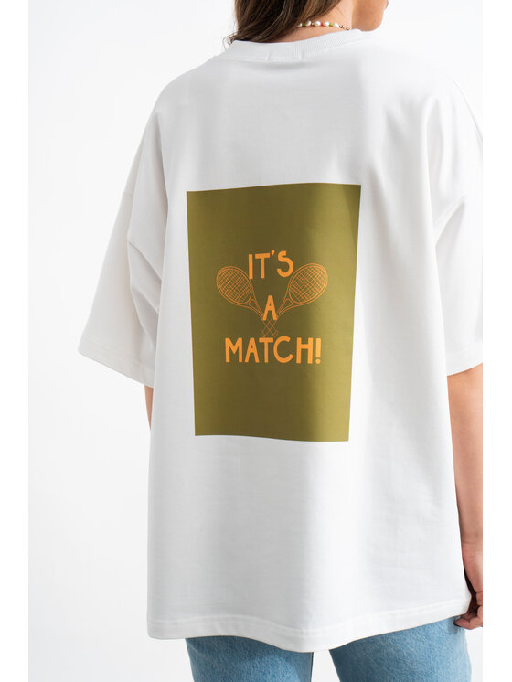 Mirons Mirons T-Shirt Print Biały Oversize