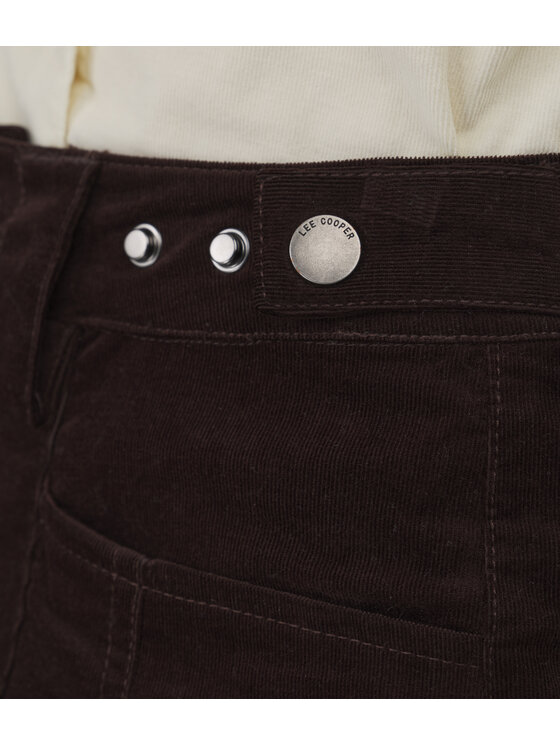 Lee Cooper Lee Cooper Spodnie materiałowe GAJA Brązowy ciemny Wide Leg