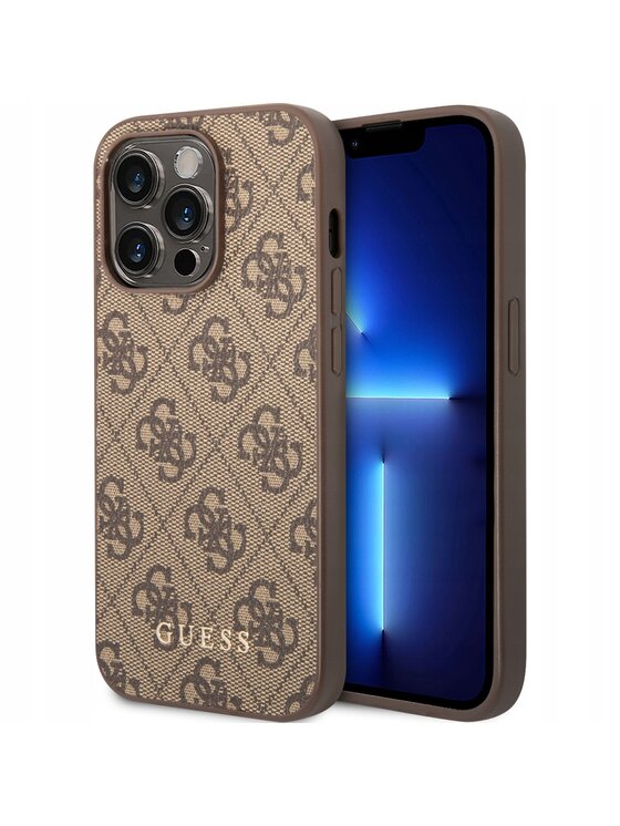 Guess Guess Etui na telefon 4G Saffiano Brązowy