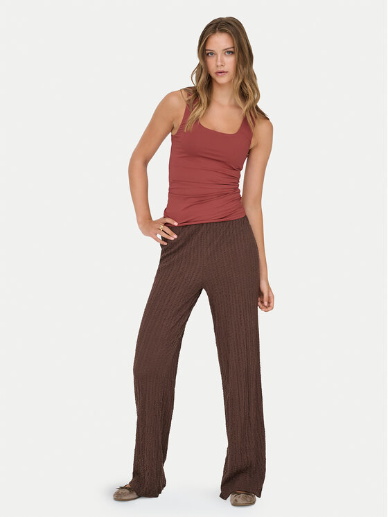 ONLY ONLY Bavlnené nohavice Ella 15368471 Hnedá Wide Leg
