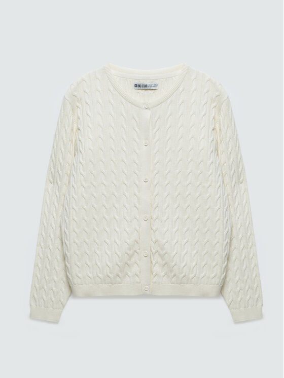 BIG STAR BIG STAR Sweter KARISITA Kremowy Basic Fit