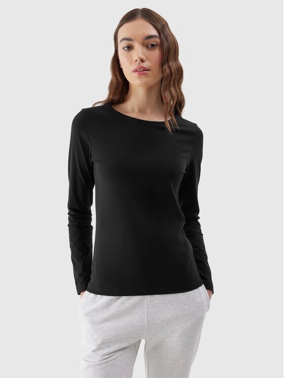 4F 4F Longsleeve 4FWSS24TLONF218-20S-L Czarny Custom Slim Fit