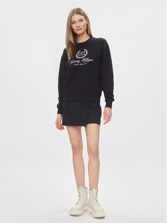 Tommy Hilfiger Tommy Hilfiger Суитшърт Flag Script WW0WW41758 Тъмносин Regular Fit