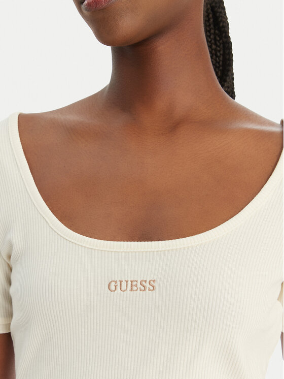 Guess Guess Tricou V6GP04 K2969 Écru Slim Fit