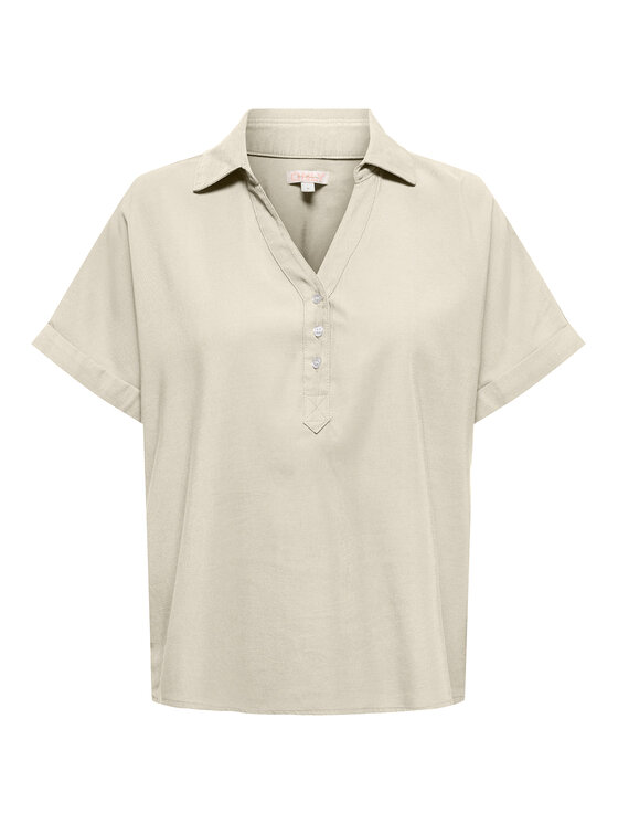 ONLY ONLY Тениска с яка и копчета Aris 15364279 Бежов Loose Fit
