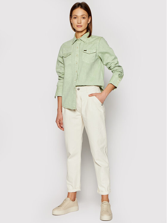 Wrangler camicia di jeans Western W5WSMP30H Verde Regular Fit • Modivo.it