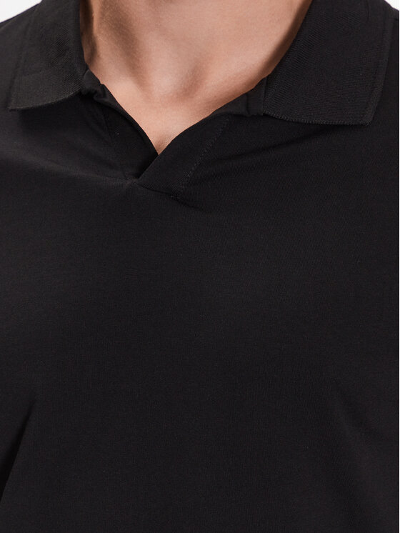 Lindbergh Lindbergh Тениска с яка и копчета 30-404036 Черен Slim Fit