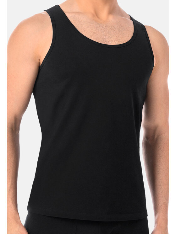 Teyli Teyli Podkoszulek męski bawełniany Eli Czarny Classic Fit