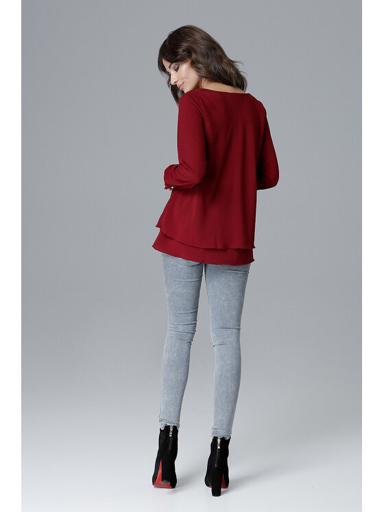 Lenitif Lenitif Bluzka L020 Bordowy Regular Fit