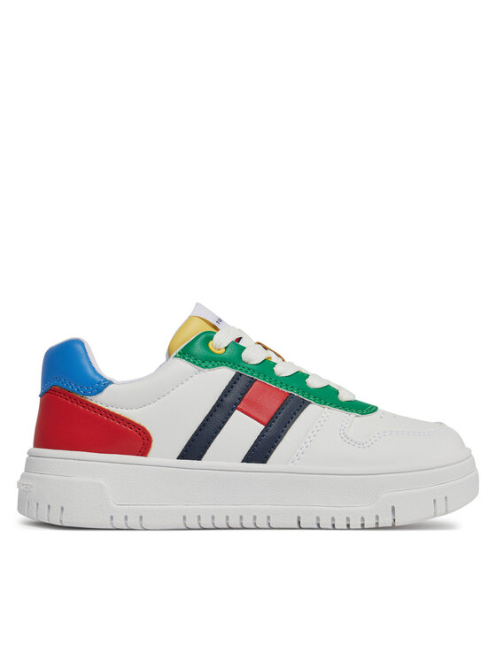 Tommy Hilfiger Snīkeri Flag Low Cut Lace-Up Sneaker T3X9-33369-1355 S Balts