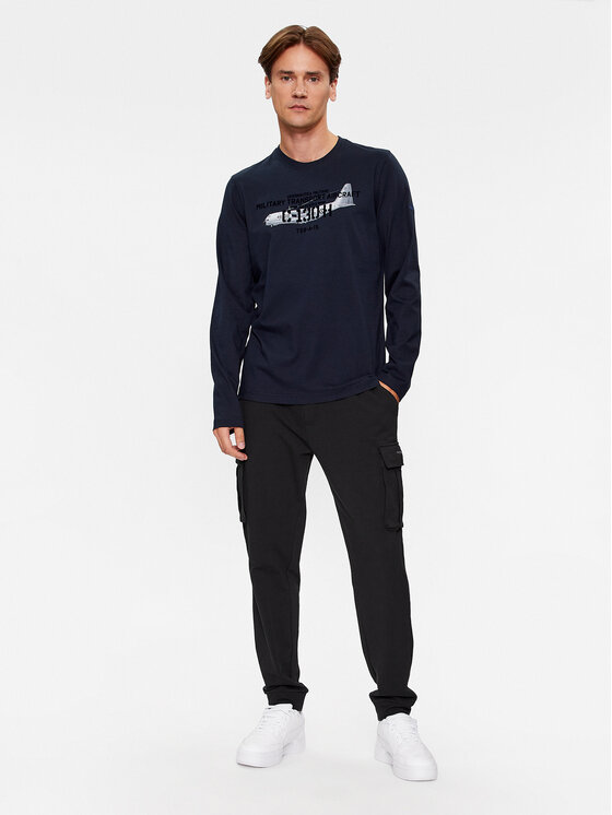 Aeronautica Militare Aeronautica Militare Marškinėliai ilgomis rankovėmis 232TS2132J609 Tamsiai mėlyna Regular Fit