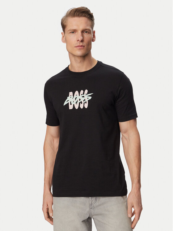 BOSS Tricou Bass 50561850 Negru Regular Fit