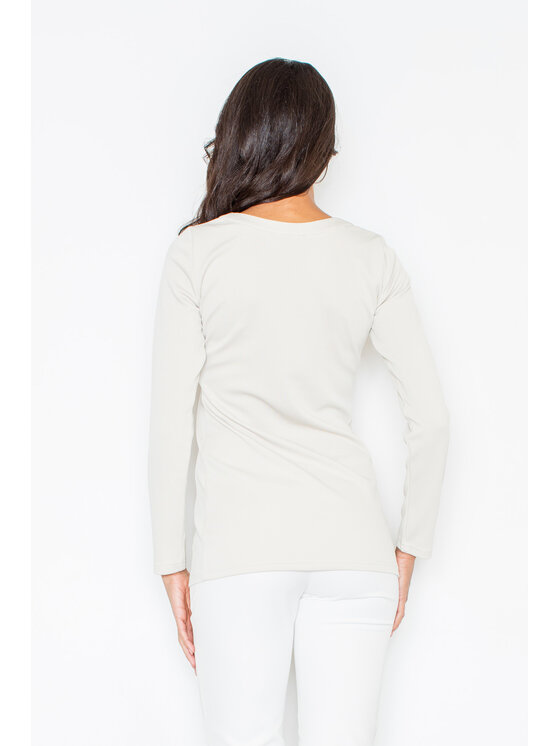 FIGL FIGL Bluzka M156 Beżowy Regular Fit