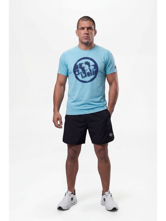 PITBULL PITBULL Koszulka techniczna LOGO PALMS Niebieski Regular Fit