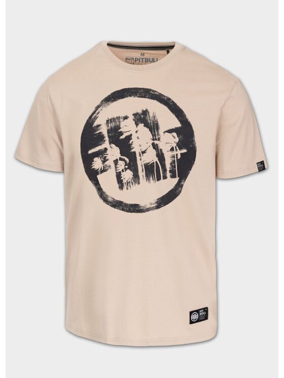 PITBULL PITBULL T-Shirt LOGO PALMS Beżowy Regular Fit