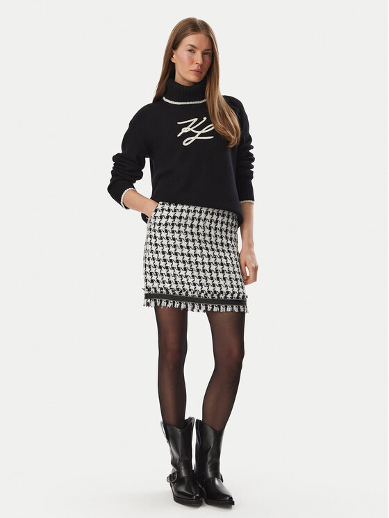 KARL LAGERFELD KARL LAGERFELD Mini sukňa B4W12013 Čierna Regular Fit