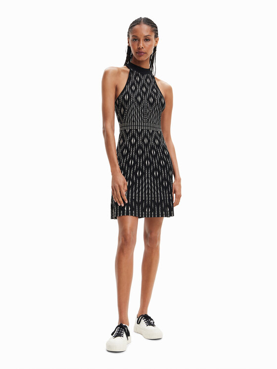 Desigual Rochie tricotată El Havre 23SWVF10 Negru Regular Fit
