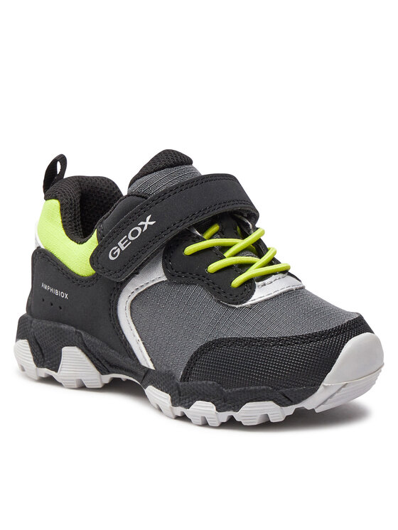 Geox Homme J Magnetar Boy B ABX Basket, Bleu Marine/Citron Vert, 37 EU