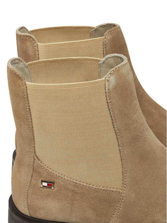 Tommy Hilfiger Tommy Hilfiger Боти тип челси Flag Suede Low Chelsea FW0FW08176 Бежов