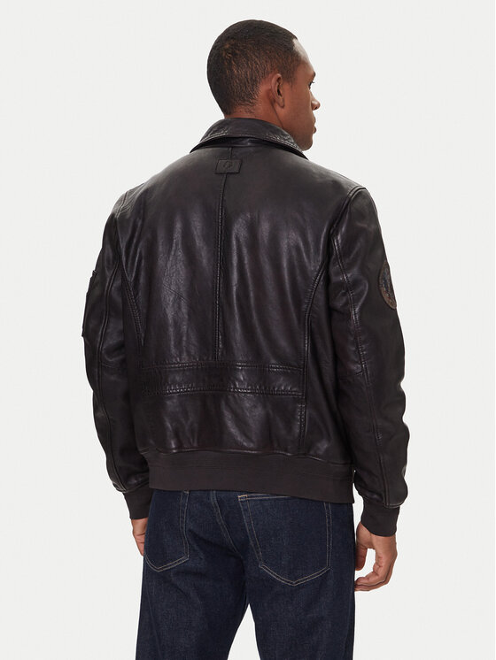 Milestone Milestone Geacă de piele Tom 531041 21070 Maro Regular Fit