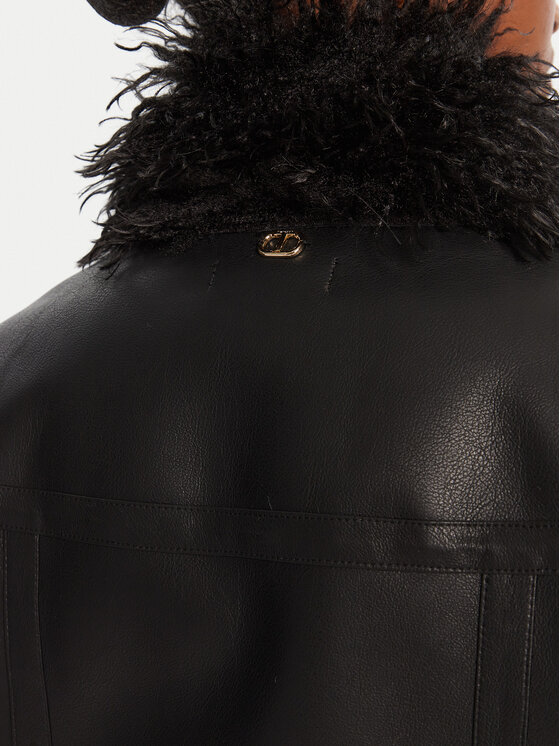 TWINSET TWINSET Geacă din imitație de piele 252TP2410 Negru Regular Fit