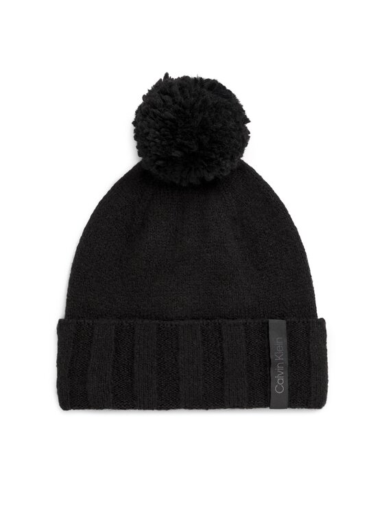 Căciulă Calvin Klein Label Define Rib Beanie W/Pompom K60K611606 Negru