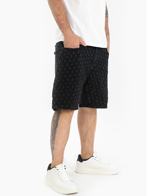 Szorty jeansowe Jigga Wear, Rozmiar XL, Czarne, Krótkie Spodenki Jeansowe Męskie Czarne Jigga Wear Small Outline Crown Dots 2XL