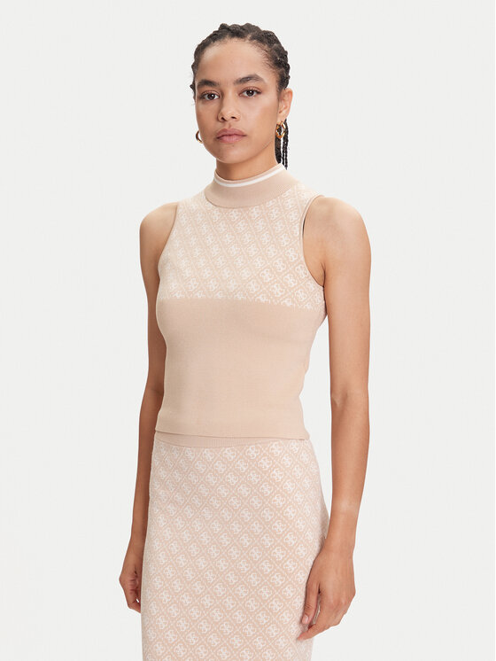 Guess Guess Džemperis W3YR26 Z37K0 Bēšs Slim Fit