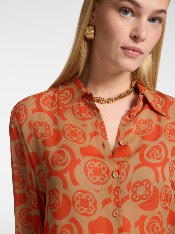 Elena Mirò Elena Mirò Camicia 5033P000350N002 Arancione Regular Fit