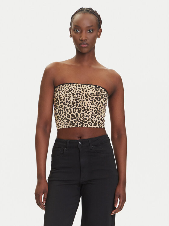 Noisy May Top Avery 27034321 Hnedá Slim Fit