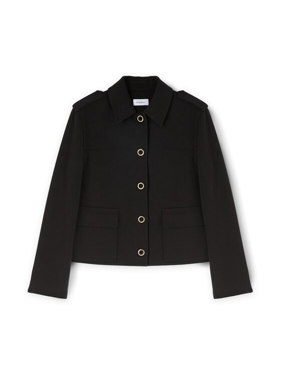 Motivi Motivi Cappotto Q590Q101013N033 Nero Regular Fit