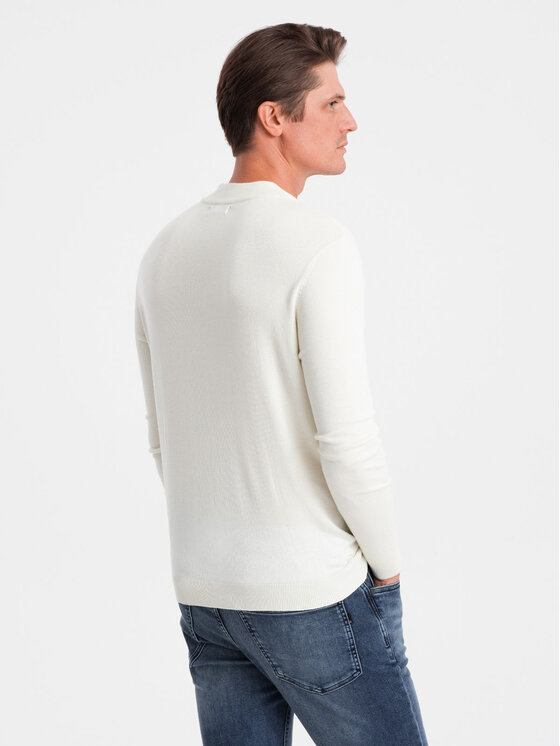 Ombre Ombre Sweter OM-SWTN-0100 Beżowy Regular Fit
