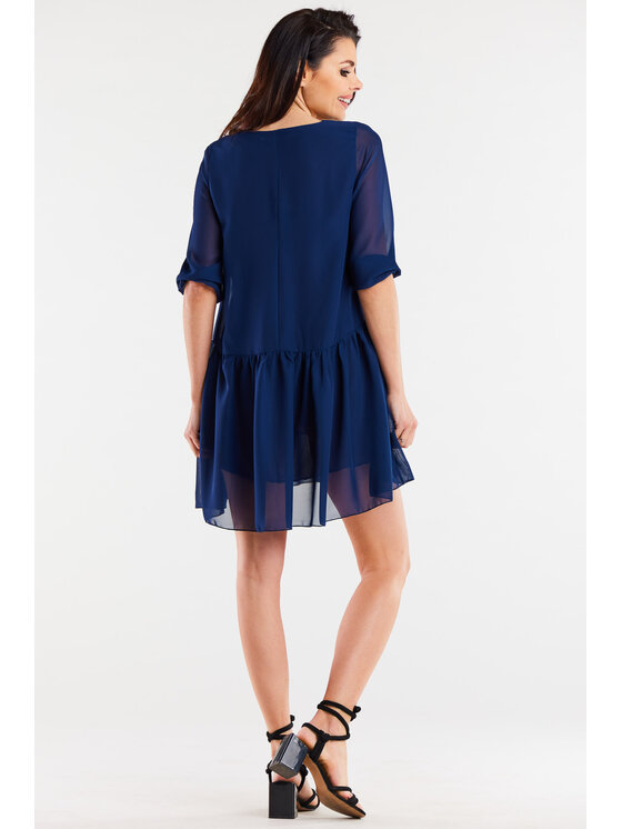 Awama Awama Sukienka letnia A514 Granatowy Basic Fit