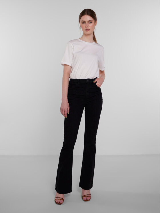 Pieces Pieces Τζιν 17111068 Μαύρο Flared Fit