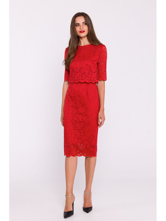 Stylove Stylove Košilové šaty S379 Červená Ladies Fit