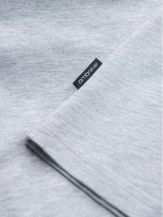 Ombre Ombre T-Shirt OM-TSBS-0146 Szary jasny Regular Fit