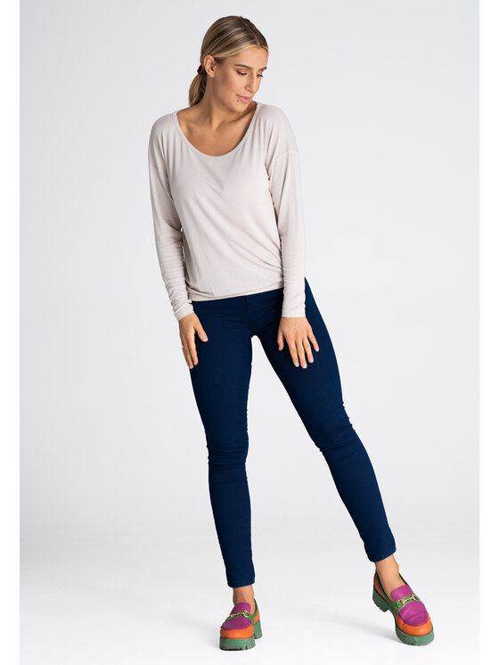 FIGL FIGL Bluzka M981 Beżowy Regular Fit