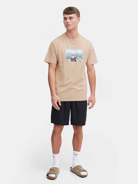 Solid Solid Tricou 21108237 Bej Regular Fit