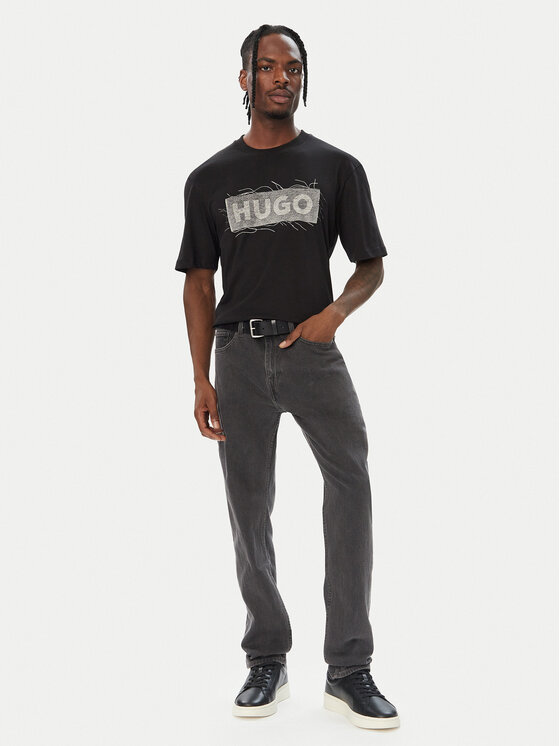 HUGO HUGO T-särk Naxter 50570028 Must Regular Fit