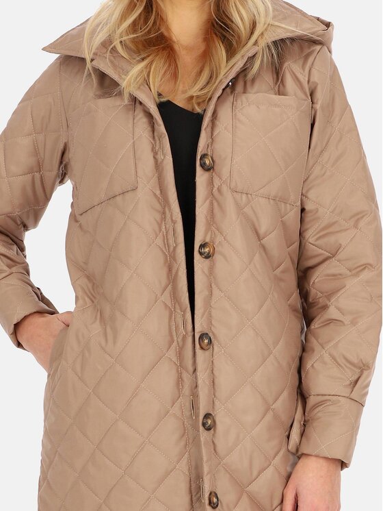 Perso Perso Płaszcz przejściowy BLE241045F Brązowy Regular Fit