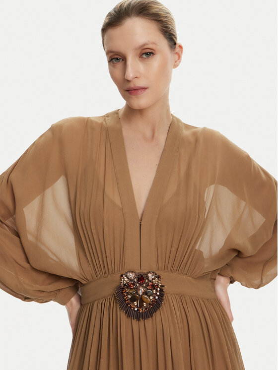 Luisa Spagnoli Luisa Spagnoli Večerní šaty Paiolo 541815 Hnědá Regular Fit